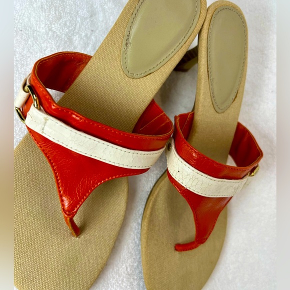 Sandals, Vintage Orange and cream straps with tan insole - Picture 3 of 8